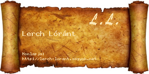 Lerch Lóránt névjegykártya